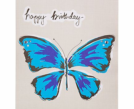 Saffron Indigo Butterfly Birthday Card
