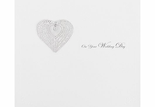 Saffron Silver Diamond Heart Wedding Card