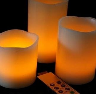 Safield Remote Controlled 3pc Vanilla Wax Flameless Candles Set
