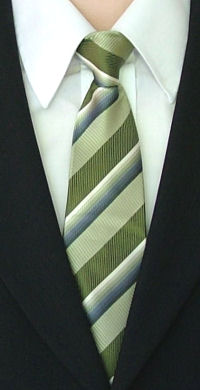Sage & Grey Striped Clip-On Tie
