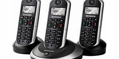 Sagem om D16T Trio Pack Digital DECT Phone System; Includes CLI and Built in Alarm Clock