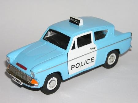 Saico 1:32nd Scale Ford Anglia Police Car - Light Blue & White