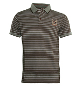 436 Brown Stripe Pique Polo Shirt