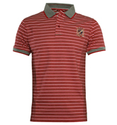 436 Red Stripe Pique Polo Shirt