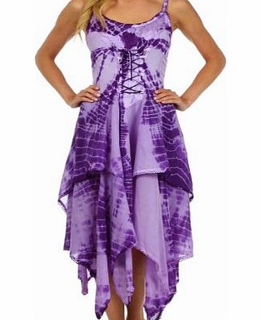 Sakkas 902 Annabella Corset Bodice Handkerchief Hem Dress - Purple - One Size Regular
