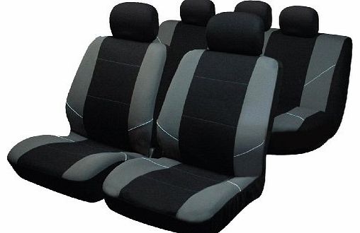 Sakura BY0802 Seat Covers Full Set - Silver/Black