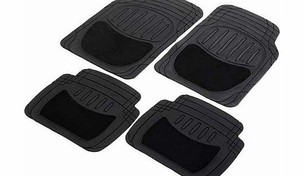 Sakura Set of 4 Rubber Heel Pad Car Mats - Black