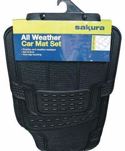 Sakura SS3601 Universal Rubber Car Mat Set with Trim to Fit Lines