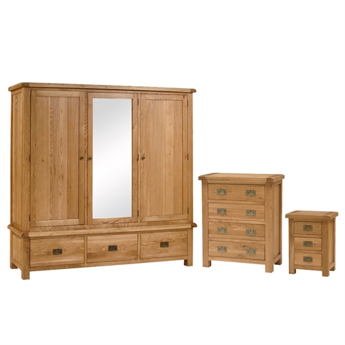 Salisbury Oak Triple Wardrobe Bedroom Set 596.108