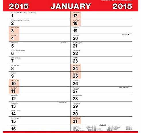 Red & Black Boldtype Calendar 2015 Small Engagement Month-To-View