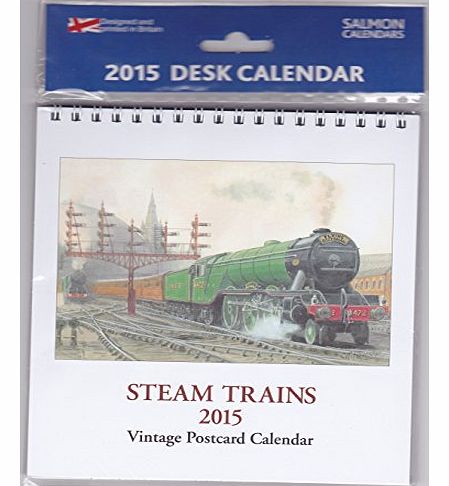 Steam Trains 2015 Vintage Postcard Desk Calendar
