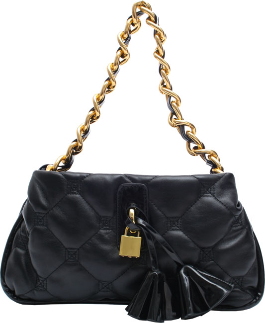 quilted bag with padlock charm