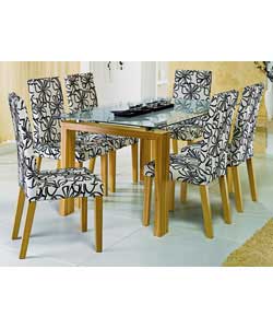 Table and 4 Floral Chairs