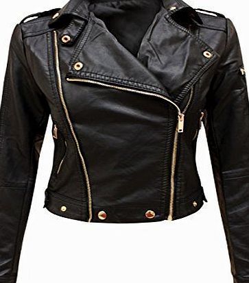 Samanthas  NEW LADIES ZIP PVC FAUX LEATHER CROPPED BOMBER BIKER JACKET WOMENS COAT 8-14