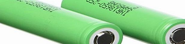 Samsung 2 x Samsung INR18650-25R 18650 UNPROTECTED 3.7V 2500 mAh / 10C High Drain Rechargeable Battery
