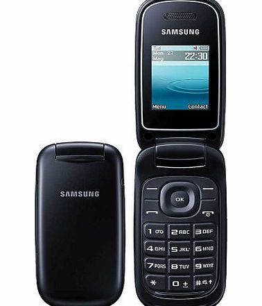 Samsung E1270 flip mobile phone in black on Orange pay as you go