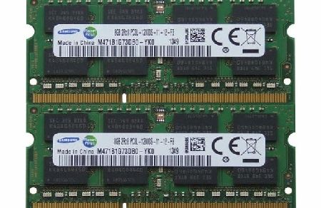Samsung original 16GB kit (2 x 8GB) 204-pin SODIMM, DDR3 PC3L-12800, 1600MHz ram memory module for laptops