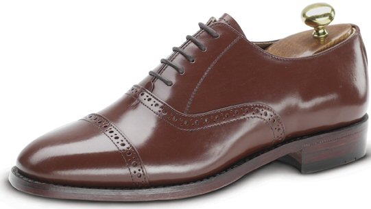 Samuel Windsor Plain Toe Cap Semi Brogue: Tan