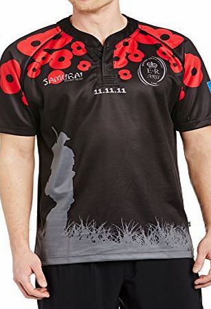 Samurai Mens Replica Lone Soldier Rugby Shirt - Black/Red, X-Large