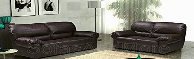 San Diego Polo Brown PU Leather 3 2 Seater Sofa Suite