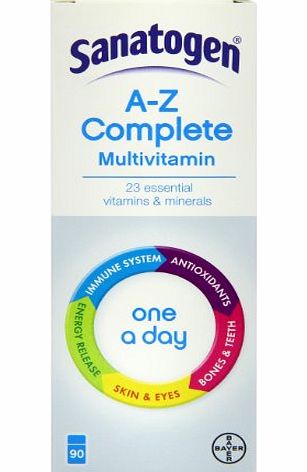 Sanatogen A-Z Complete 23 essential Vitamins and Minerals 90 Tablets