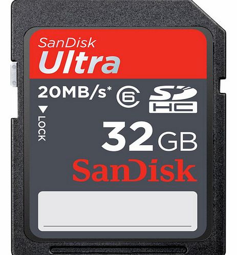 Sandisk Class 6 32 GB Ultra SDHC Memory Card (20 MB/sec)