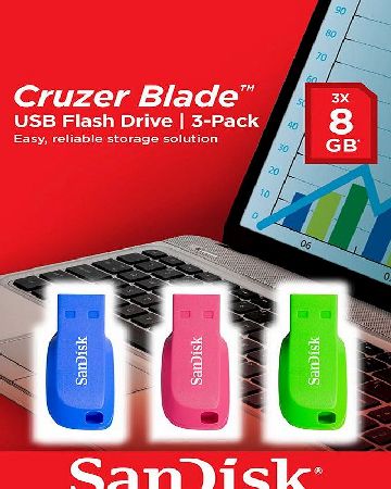 Sandisk Cruzer Blade USB Flash Drive 8GB - 3-Pack