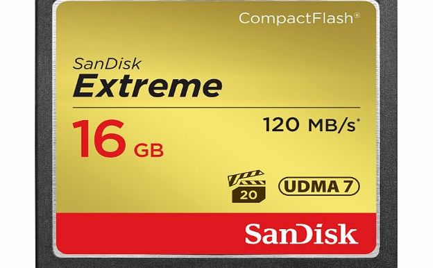 SanDisk Extreme CompactFlash 16 GB Memory Card 120 MB/s UDMA 7 (SDCFXS-016G-X46)