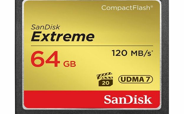 Extreme CompactFlash 64 GB Memory Card 120 MB/s UDMA 7 (SDCFXS-064G-X46)