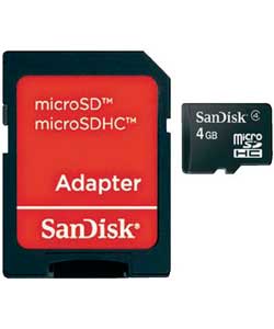 microSD Memory Card 4GB with SD Adaptor