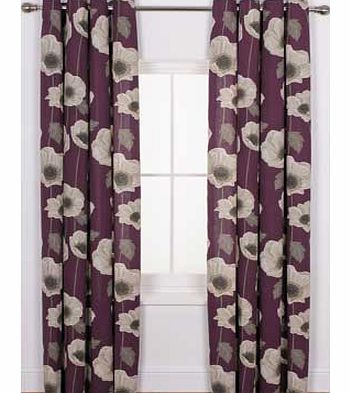 Sandowne and Bourne Esra Poppy Unlined Curtains - 228 x 228cm - Plum