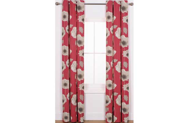 Sandowne and Bourne Esra Poppy Unlined Curtains - 228 x 228cm - Red