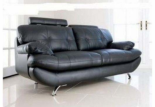 Sandy Verona Black PU Leather 3 2 Seater Sofa Suite