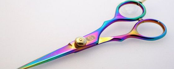 Professional Hairdressing Scissors, Rainbow Colour Hair Cutting Scissor - 5`` - with Presentation Case