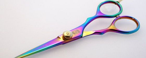 Sanguine Scissors Professional Hairdressing Scissors, Rainbow Colour Hair Cutting Scissor - 5`` - with Presentation Case