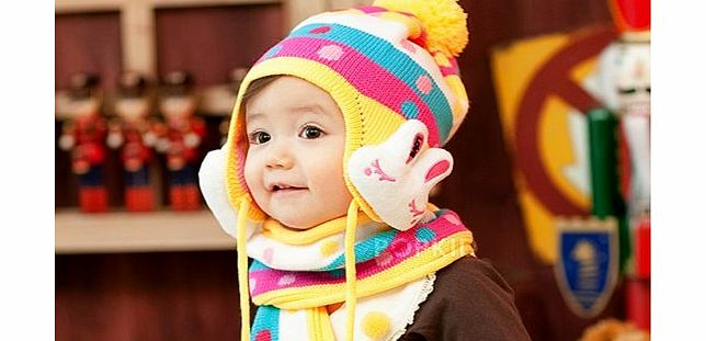 Sanlise Girl Boy Toddler Child Lovely Knit Hat Winter Baby Conjoined Shawl Hat-Yellow