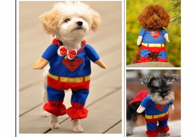 Sanlise New Pet Cat Dog Puppy Cotton Clothes Costumes Superman Suit size XS/S/M/L/XL (L)