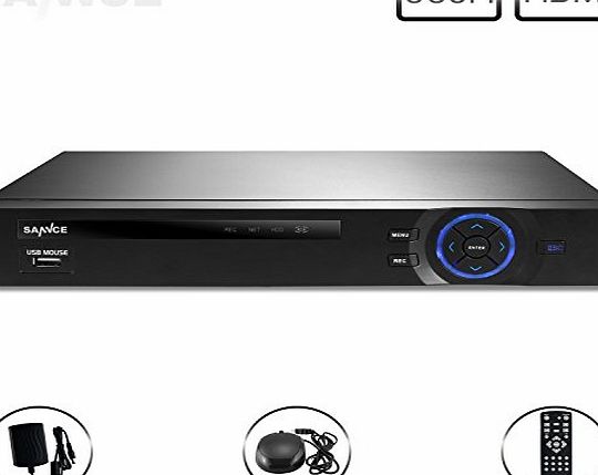 SANNCE 8 Channel CCTV HDMI H.264 DVR Home Surveillance Security Video System, QR Code Scan, Internet amp; Realtime Recorder ( Hard Drive Not Included )