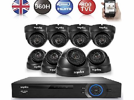 SANNCE Home 8-Channel Full 960H Security DVR with 8 High-Resolution CCTV Cameras System (HDMI Output, Motion Detection, Superior 800TVL, Night Vision, Weather and Vandal proof Housing, P2P Technology