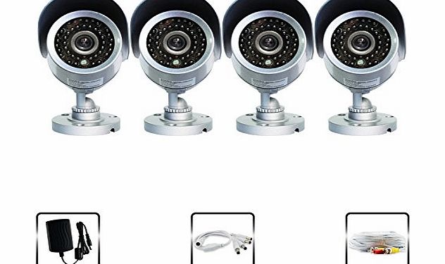 SANNCE Lot 4 Outdoor 700TVL Weatherproof Super Night Vision CCTV Surveillance Security Camera System Free Power Supply