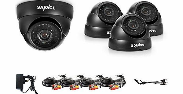 Super Day Night Vision Home Security Camera System, Hi Resolution 800TVL, Weatherproof, Fixed Indoor amp; Outdoor Dome Camera, Metal Casing Vandal Proof, with Free Power Supply (4-PACK)