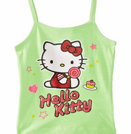 Sanrio Girls Hello Kitty EN1305 Sleeveless T-Shirt, Bright Green, 4 Years