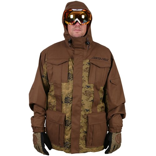 Santa Cruz Mens Santa Cruz Dodge Tech Snow Jacket Brown / Camo