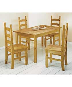 Santa Fe Solid Pine Dining Table and 4 Chairs