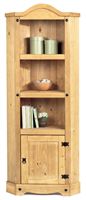 Occasional Furniture Corner Bookcase in Solid Pine with Rustic Wax Finish