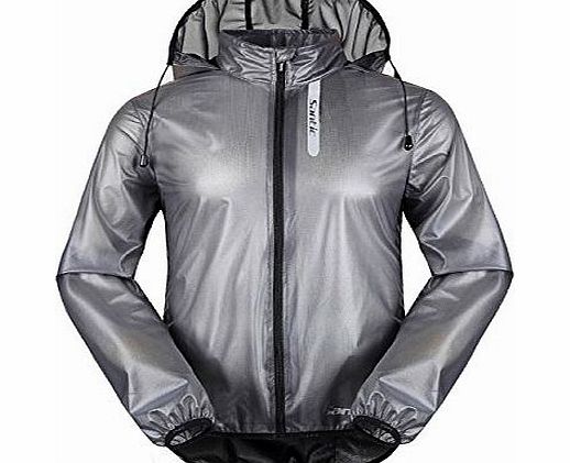 Santic cycling mens clothing Mountain bike breathable waterproof jacket Quick-Dry windproof hooded Skin coat Grey (XX-Large(EU size XL))