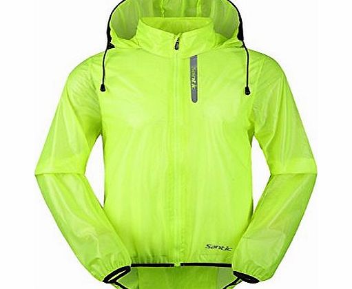 Santic  cycling mens clothing Mountain bike breathable waterproof jacket Quick-Dry windproof hooded Skin coat Green (Medium(EU size S))