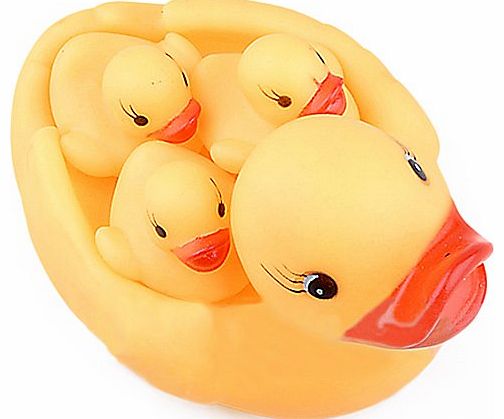 Sanwood Baby Bath Bathing Toys Rubber Race Squeaky Ducks Yellow