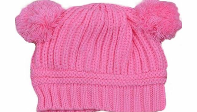 Sanwood Baby Girls Boys Kids Knit Cap Winter Warm Hat (Pink)