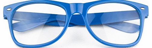 Sanwood Fashion Lovely Unisex Clear Lens Nerd Geek Glasses (Dark Blue)